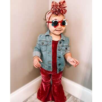 YOKJZJD Infant Toddler Baby Girl Velvet Romper Jumpsuit Overalls Bell Bottom Pants Fall Suspender Le...