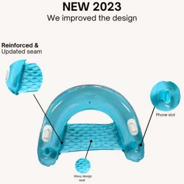 Inflatable Pool Chair Float (2 Pack) Pool Floats Adult Size with Drink & Phone Holder - Lounger for Swimming Pool, Lake, Beach, Blue & Pink Colors by 4E's Novelty