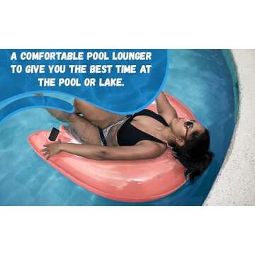 Inflatable Pool Chair Float (2 Pack) Pool Floats Adult Size with Drink & Phone Holder - Lounger for Swimming Pool, Lake, Beach, Blue & Pink Colors by 4E's Novelty