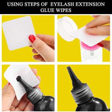 Maitys 1000 Pieces Eyelash Extension Glue Wipes Eyelash Glue Cleaner Non Woven Fabric Wipes Lash Supplies Accessories Tools for Extension Nail Polish Bottle(White)