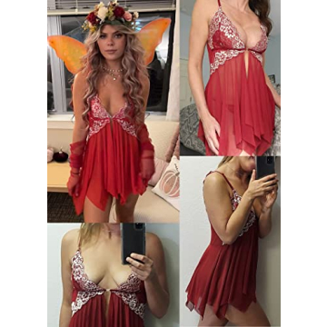 Klier Floral Lace Babydoll Lingerie with G-String