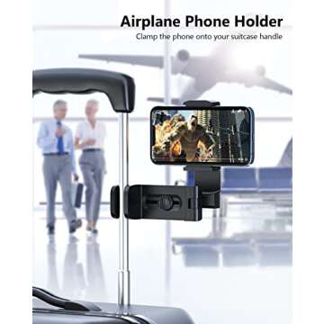 MiiKARE Airplane Travel Essentials Phone Holder, Universal Handsfree Phone Mount for Flying with 360...