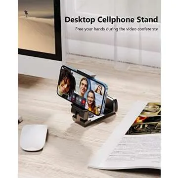 MiiKARE Airplane Travel Essentials Phone Holder, Universal Handsfree Phone Mount for Flying with 360 Degree Rotation, Accessory for Airplane, Travel Must Haves Phone Stand for Desk, Black&Black