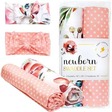 Swaddle & Headband Set for Baby Girls - Perfect for Newborn Photography
