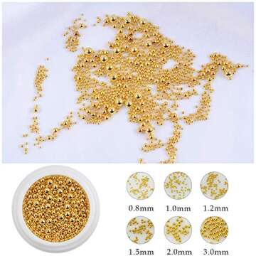 3D Nail Caviar Beads for Nail Art Metal Mini Nail Ball Beads Gold Silver Rose Gold Nail Studs DIY Decorations Accessories Multi-Size