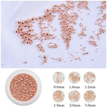 3D Nail Caviar Beads for Nail Art Metal Mini Nail Ball Beads Gold Silver Rose Gold Nail Studs DIY Decorations Accessories Multi-Size