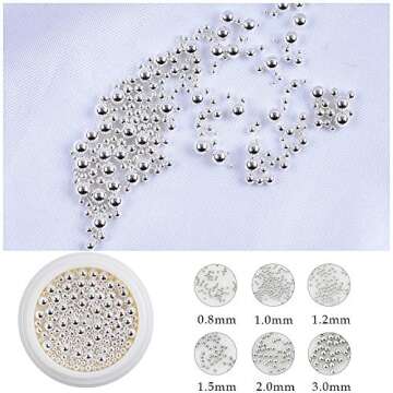 3D Nail Caviar Beads for Nail Art Metal Mini Nail Ball Beads Gold Silver Rose Gold Nail Studs DIY Decorations Accessories Multi-Size