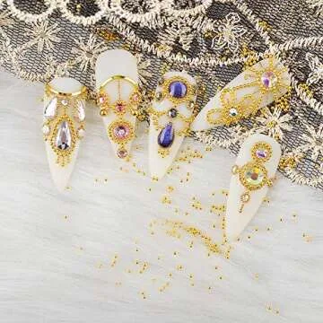 3D Nail Caviar Beads for Nail Art Metal Mini Nail Ball Beads Gold Silver Rose Gold Nail Studs DIY Decorations Accessories Multi-Size