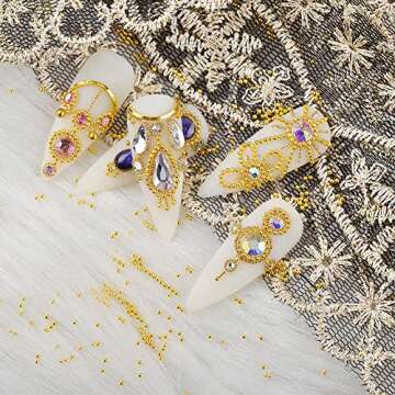 3D Nail Caviar Beads for Nail Art Metal Mini Nail Ball Beads Gold Silver Rose Gold Nail Studs DIY Decorations Accessories Multi-Size