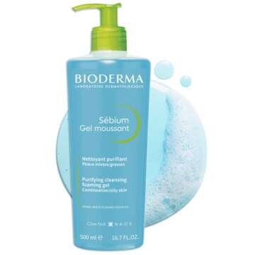 Bioderma - Sébium - Foaming Gel Pump - Cleansing and Make-Up Removing - Skin Purifying - for Combination to Oily Skin 16.91 Fl Oz (Pack of 1)