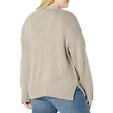 The Drop Women's Brigitte Chunky Button Front Pocket Ribbed Cardigan, Heather Mushroom, M