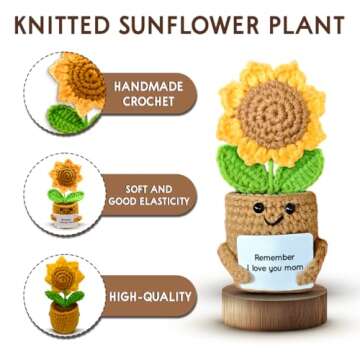 Mini Sunflower Mom Gift Handmade, Crochet Love Token
