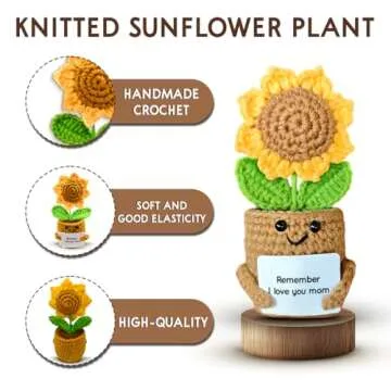 Mini Sunflower Mom Gift Handmade, Crochet Love Token