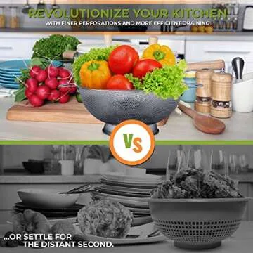 LiveFresh 5-Quart Stainless Steel Colander - Essential Kitchen Strainer