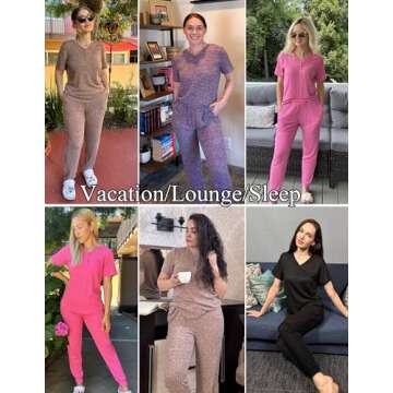 Ekouaer Women's Ribbed 2 Piece Pajama Set with Pockets