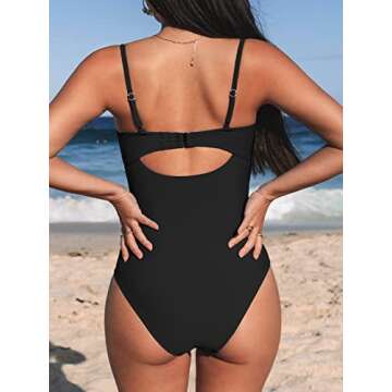 CUPSHE One Piece Swimsuit for Women Bathing Suits Twist Front Cutout Adjustable Straps Ruched Swimwe...