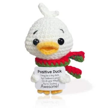 Positive Crochet Animals Cute Positive Duck Mini Emotional Support Plush Funny Knitted Stuffed Anima...