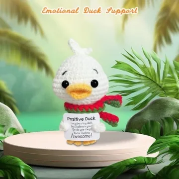 Positive Crochet Animals Cute Positive Duck Mini Emotional Support Plush Funny Knitted Stuffed Animal Unique Holiday Birthday Xmas Gift for Mem Women Lovers Friends