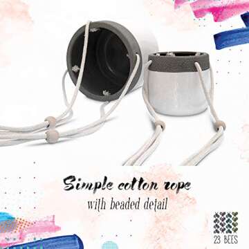 23 Bees Ceramic Hanging Planter, White Gray Succulent Pots, Round Plant Holder Container, Cactus Pot with Cotton Rope Hanger, Indoor Outdoor Decor, (2 Pack x White)