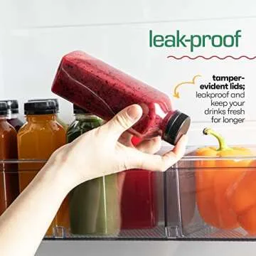 DECADORN 12oz 20pcs Juice Bottles With Caps - MADE IN USA Juice Containers With Lids For Fridge - Juicer Bottles With Tamper Evident Caps, Shatterproof, BPA-Free, Leak proof, Disposable & Recyclable