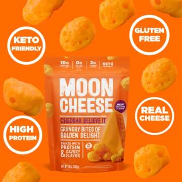 Moon Cheese Cheddar Believe It, 1 Ounce, 12-Pack, Crunchy, Protein-Rich Cheese Snack, Keto Friendly,...