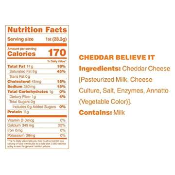 Moon Cheese Cheddar Believe It, 1 Ounce, 12-Pack, Crunchy, Protein-Rich Cheese Snack, Keto Friendly, 100% Real Cheese