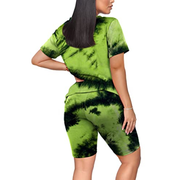 Stylish WIHOLL Women Summer Shorts Set - Tie Dye & V-Neck