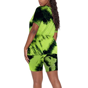 Stylish WIHOLL Women Summer Shorts Set - Tie Dye & V-Neck