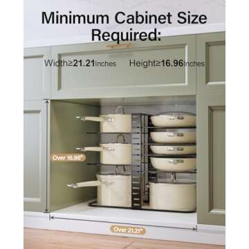 Pantasia Pots and Pans Organizer - Adjustable & Lightweight