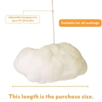 Modern Floating White Cloud Pendant Hanging Light Nordic Cotton Ceiling Light Fixture Girls Children's Living Room Bedroom Hotel Lobby Restaurant Clothing Store Chandelier (27.6Inch)