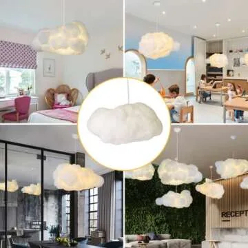 Modern Floating White Cloud Pendant Hanging Light Nordic Cotton Ceiling Light Fixture Girls Children's Living Room Bedroom Hotel Lobby Restaurant Clothing Store Chandelier (27.6Inch)