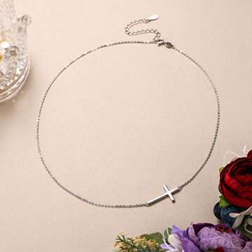 Elegant EVER FAITH Sideways Cross Necklace for Women | Gift Idea