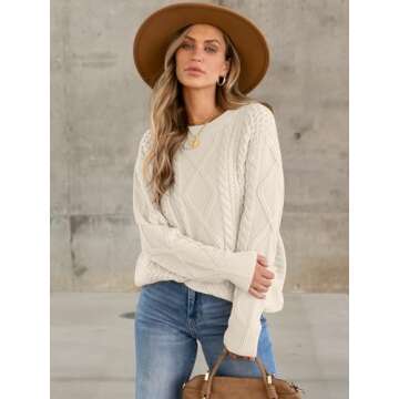 ANRABESS Sweaters for Women Oversized Crewneck Long Sleeve Casual Loose Cable Knit Pullover Tops 202...