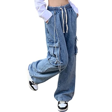 Veryin Baggy Jeans for Women High Waist Y2K Boyfriend Casual Loose Wide Leg Drawstring Cargo Pants w...