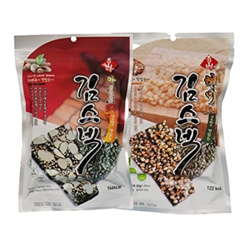 Chungsanea Food, Laver Snack, Half and Half Set (Almond 5ea+Brown Rice 5ea), Non-Fried, Savory Taste...