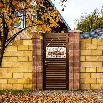 Geetery Football and Fall Y'all Wood Sign Hanging Farmhouse Wall Decor Fall Football Wall Decor Rustic Wooden Autumn Porch Sign for Front Door Home Living Room Garden Harvest Thanksgiving (Lovely)