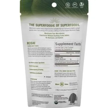OM MUSHROOM SUPERFOOD Reishi Organic Mushroom Powder, 3.5 Ounce, 50 Servings, Adaptogen, Stress & Immune Support, Superfood Mushroom Supplement