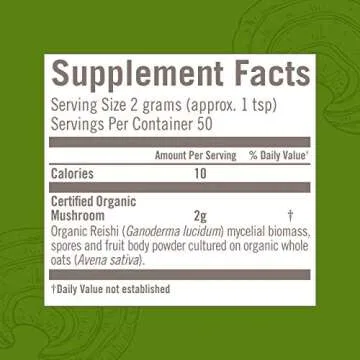 OM MUSHROOM SUPERFOOD Reishi Organic Mushroom Powder, 3.5 Ounce, 50 Servings, Adaptogen, Stress & Immune Support, Superfood Mushroom Supplement