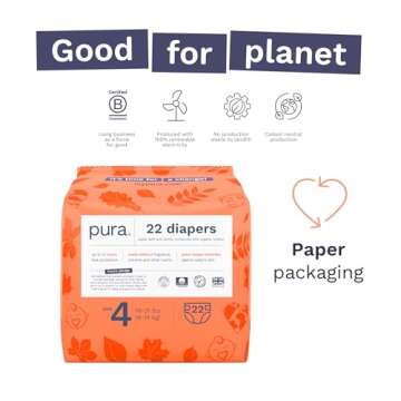 Pura Size 4 Diapers, Organic Cotton & Eco-Friendly Protection