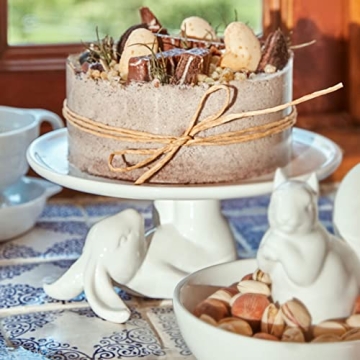 LA JOLIE MUSE Cupcake Stand Ceramic Dessert Plates for Snacks and Cookies, Bunny Candy Dish Gifts, 8.3 Inch White, Easter Home Decorations Gift