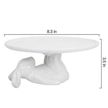 LA JOLIE MUSE Cupcake Stand Ceramic Dessert Plates for Snacks and Cookies, Bunny Candy Dish Gifts, 8.3 Inch White, Easter Home Decorations Gift