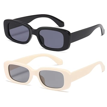 KIMORN Rectangle Sunglasses for Women and Men - Trendy Retro Square Frame (90's Vintage Style)