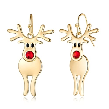 ENSKEFEN Christmas Reindeer Earrings for Women Cute Xmas Deer Earrings Christmas Dangle Earrings Hol...