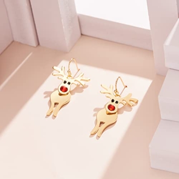 ENSKEFEN Christmas Reindeer Earrings Cute Holiday Jewelry