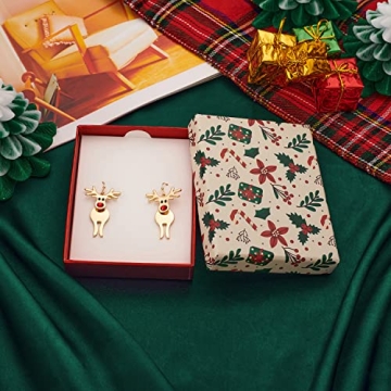 ENSKEFEN Christmas Reindeer Earrings Cute Holiday Jewelry