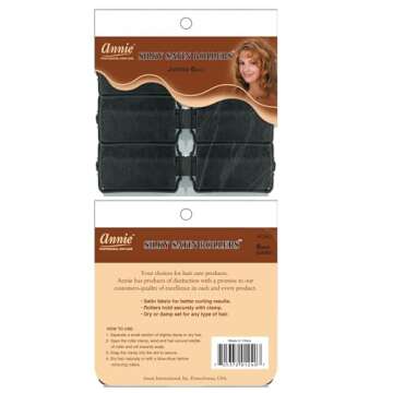 Annie Silky Satin Foam Rollers #1240, 6 Count Black Jumbo 1-1/2 Inch (2 Pack)