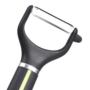 Amazon Basics Straight Blade Y-Peeler with Protective Cover, Soft Grip Handle, Black