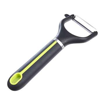 Amazon Basics Straight Blade Y-Peeler with Protective Cover, Soft Grip Handle, Black