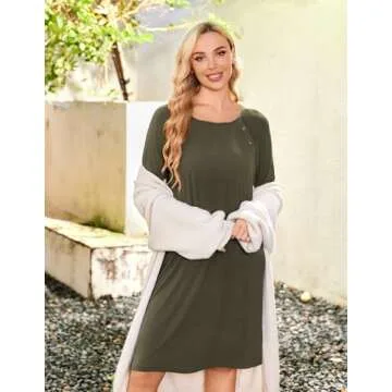 Ekouaer Maternity Nightgown Comfortable Nursing Dress