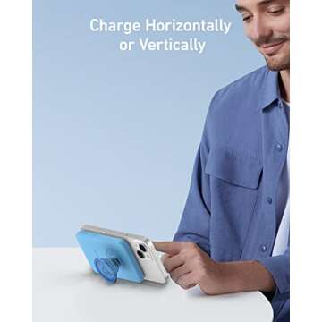 Anker 622 Magnetic Battery (MagGo with Popsocket), 5,000mAh Magnetic Portable Charger with Swappable PopGrip and Stand, USB-C for iPhone 13 and 12 Series.